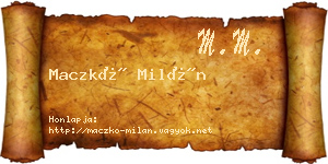Maczkó Milán névjegykártya